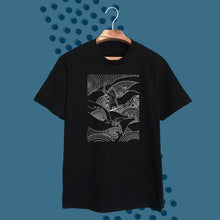 Load image into Gallery viewer, 023. cat surfing . black tee
