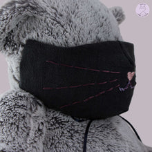Load image into Gallery viewer, cat face . hand-embroidered mask
