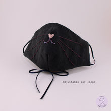 Load image into Gallery viewer, cat face . hand-embroidered mask