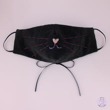 Load image into Gallery viewer, cat face . hand-embroidered mask