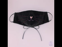 Load and play video in Gallery viewer, cat face . hand-embroidered mask