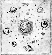 Load image into Gallery viewer, Natural Linen Bag, Handmade, Cat Universe Tote Bag, Cat Printed Shoulder bag