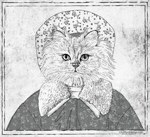 Load image into Gallery viewer, Natural Linen Bag, Hand made & Hand printed, Ms. Cat, Cat Tote Bag, Original design